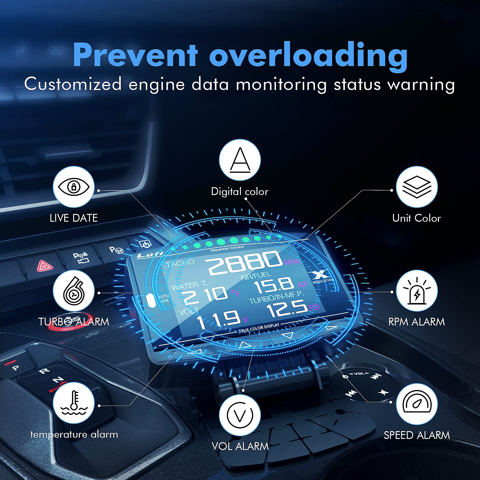 Amazon.com: Lufi X1 Obd2 Gauge Display,Boost Gauge,Speedometer